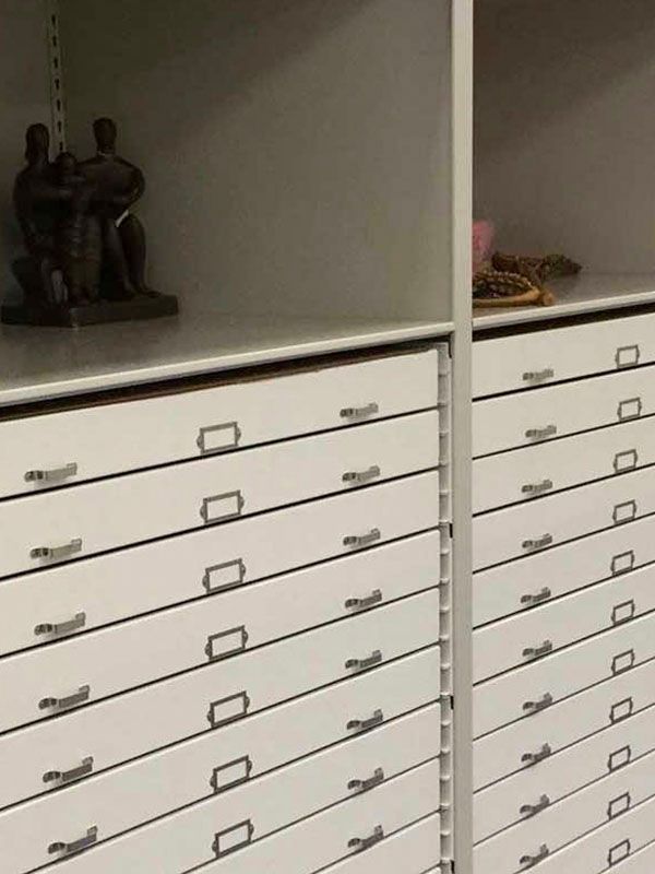 special collections being stored draws and tray